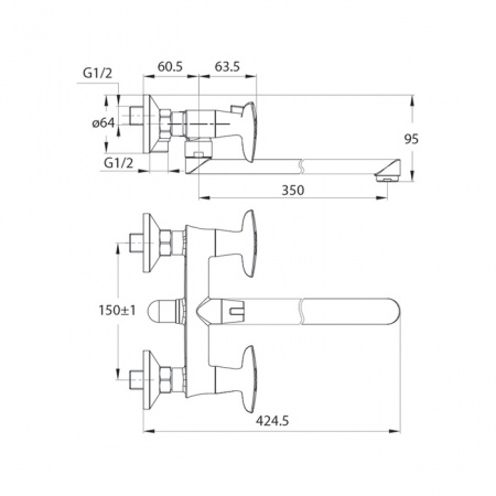 Смеситель для ванны Iddis Copter COPSBL2i10WA фото