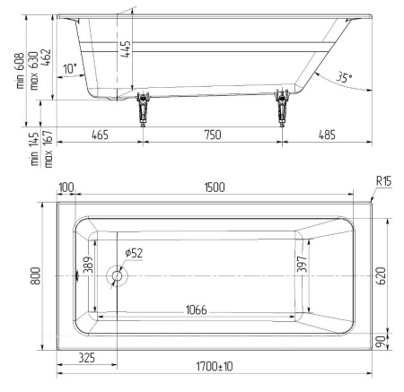 Чугунная ванна Delice Parallel DLR_220502 170x80 фото