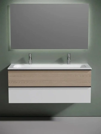 Тумба под раковину Sancos Delta DL120W дуб светлый/белый фото