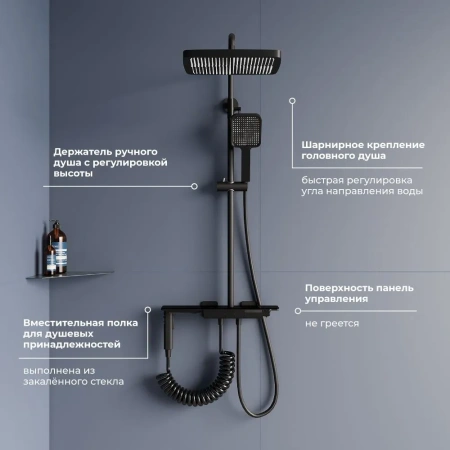 Душевая система с дисплеем RGW Shower Panels SP-35 51140135-04 черная фото