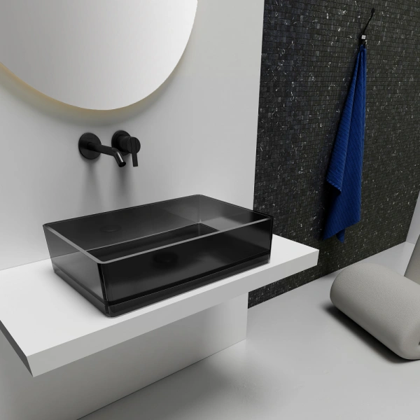 Накладная раковина Abber Kristall AT2803Onyx 60x40 черная фото