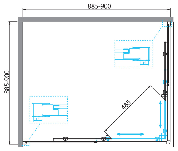 Душевой уголок BelBagno DUE DUE-A-2-90-P-Cr фото