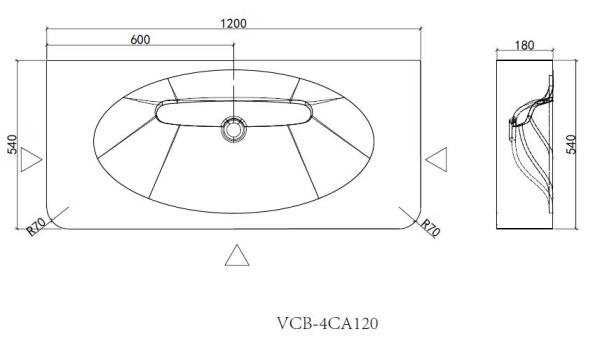 Раковина Vincea Caprise VCB-4CA120MWLG белый матовый / светло-серый матовый фото
