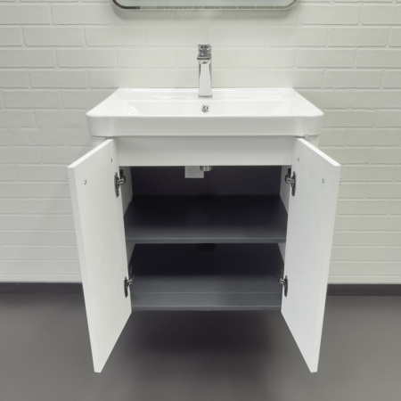 Тумба с раковиной Comforty Катунь 60ПД 00-00018663 белая матовая фото