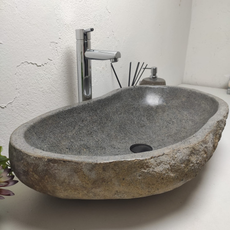 Накладная раковина из речного камня RS01327 (70*41*15) фото