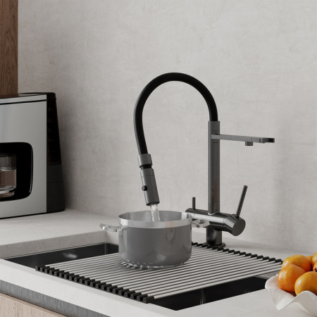 Смеситель для кухни под фильтр Iddis Ace ACEGMFFi05 графит фото