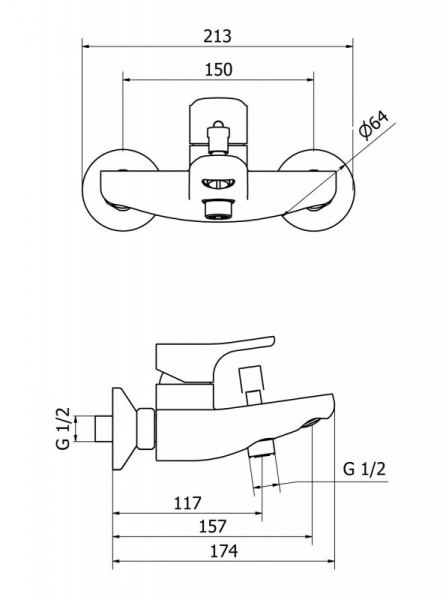 Смеситель для ванны с душем Cezares Peonia PEONIA-VM-01 фото
