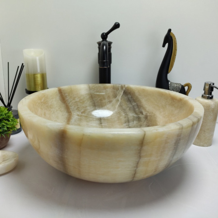 Накладная раковина из оникса Indo Bowl Yellow Medium TinLip BO-00504 фото