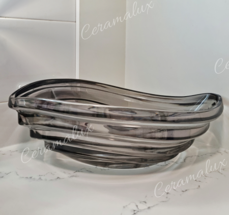 Накладная раковина из стекла CeramaLux GL50G 50x36 графит фото
