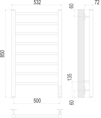 Полотенцесушитель электрический Terminus Аврора П8 500х850 4670078531179 фото