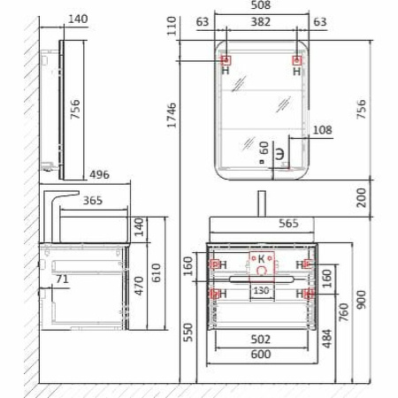 Зеркало-шкаф Jorno Bosko Bos.03.50/W 50 см фото