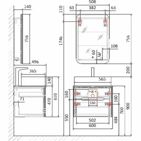 Зеркало-шкаф Jorno Bosko Bos.03.50/W 50 см фото