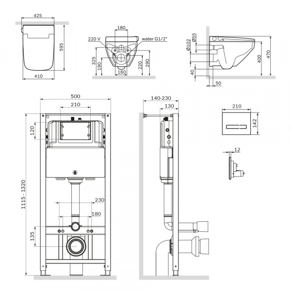 Комплект: инсталляция с унитазом и клавишей AM.PM Inspire 2.0 IS450A38.CCC50A фото