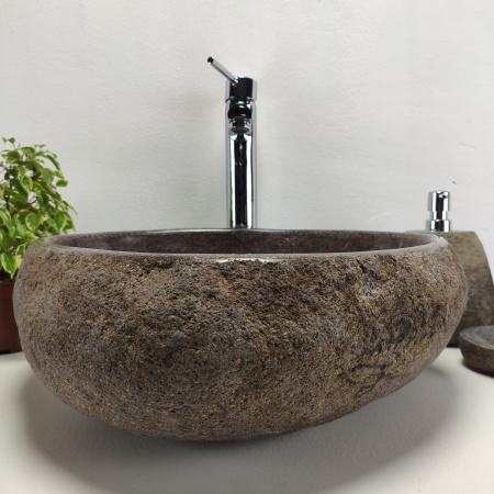 Накладная раковина из речного камня RS0910 (45*45*16) фото