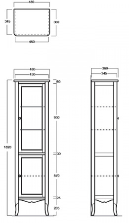 Шкаф-пенал с витриной Simas Arcade ARMV1 орех фото