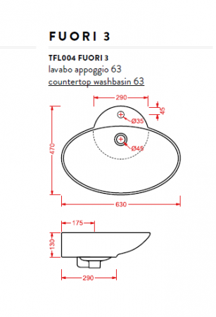 Накладная раковина Artceram Fuori 3 TFL004 01 00 bi*1 фото