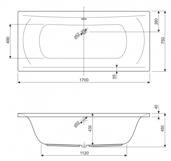 Акриловая ванна Cezares Arena 170x75 ARENA-170-75-45 фото