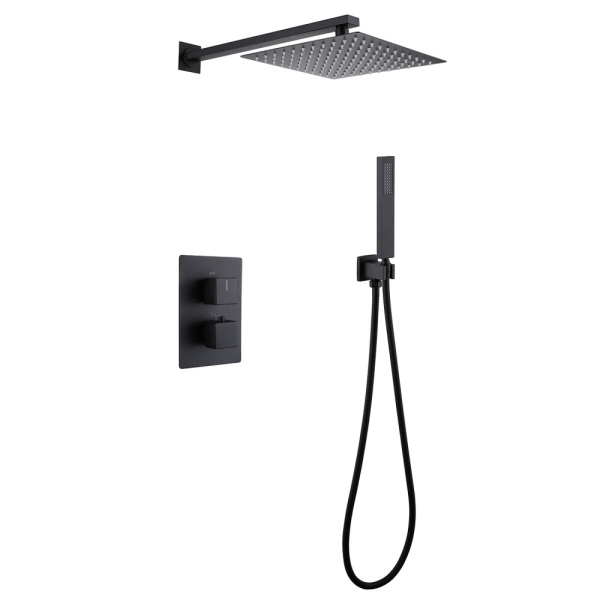 Душевая система скрытого монтажа с термостатом Abber Daheim AF8251B черный матовый фото