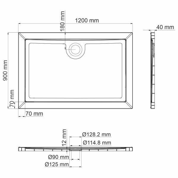 Поддон для душа WasserKRAFT Salm 27T07 120x90 фото