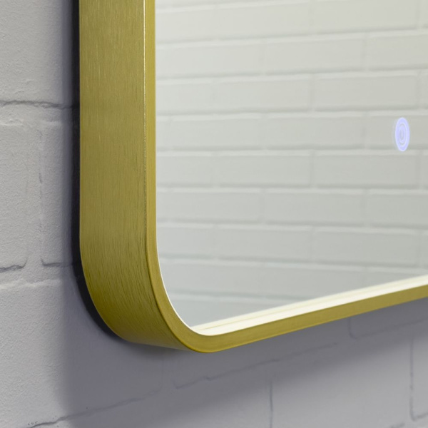 Зеркало с подсветкой LED IC-подсветка теплый свет, сенсорное Comforty Ситара-80 00-00020722 матовое золото фото