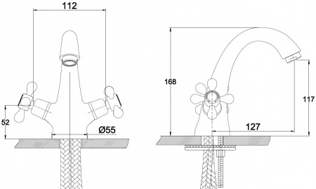 Смеситель для раковины двухвентильный Kaiser Carlson Style 44313-1/44311 хром фото