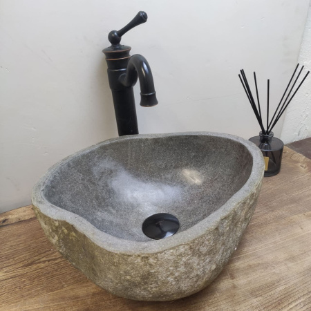 Накладная раковина из речного камня RS01146 (39*34*15) фото