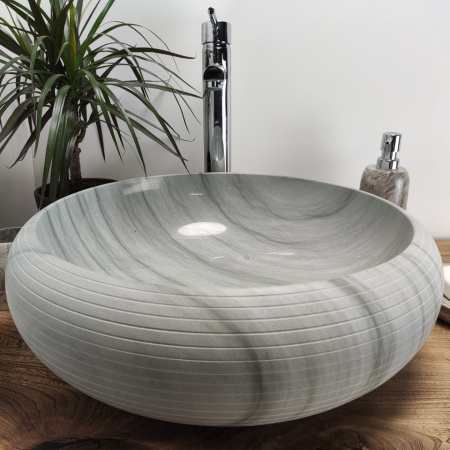 Раковина из камня андезит Indo Donut Blue Medium DA-00211 фото