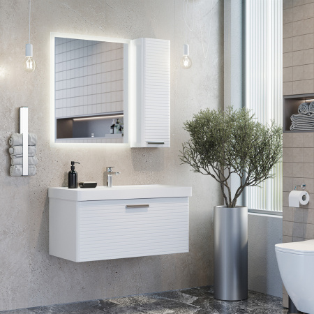 Тумба с раковиной Comfortу Танжер 90П 00-00019566CF белая матовая фото