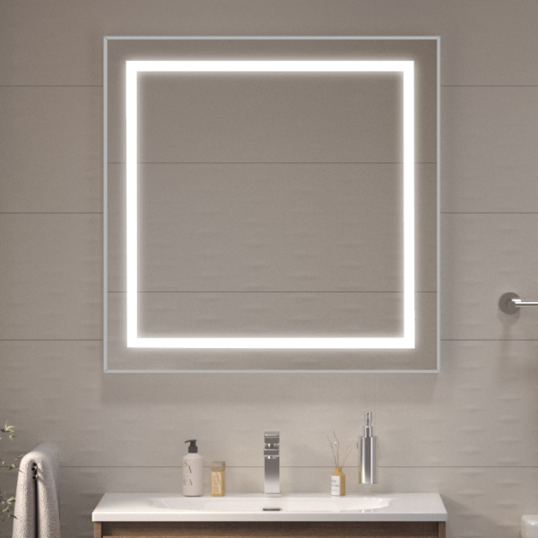 Зеркало с подсветкой и сенсорным выключателем BelBagno SPC-KRAFT-800-800-SENS-AL 80x80 сатин фото