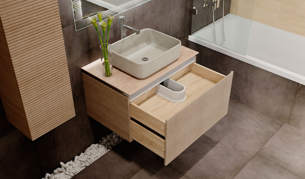 Тумба под раковину с подсветкой Jorno Karat Kar.01.80/P/BuL 80 см фото