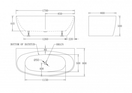 Акриловая ванна BelBagno BB83-1700-W0 170х80 фото