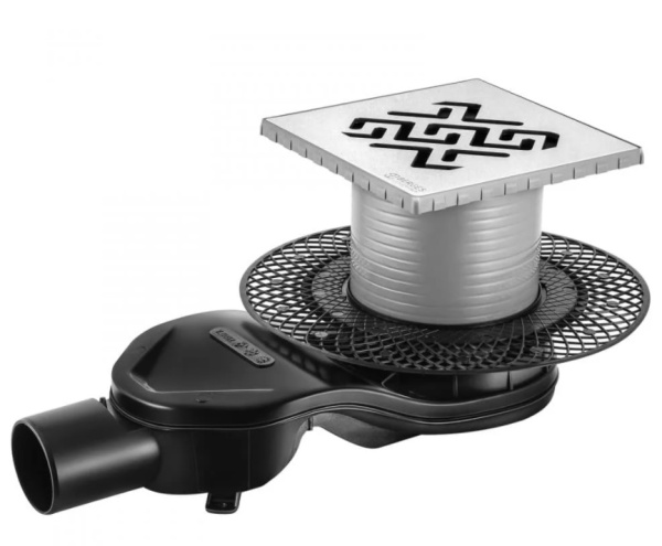 Душевой трап Berges Platz Antik 150х150 боковой слив, хром фото