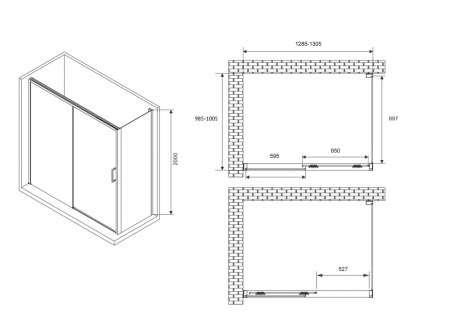 Душевой уголок ABBER Komfort AG93130B-S102B 130x100 фото
