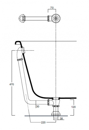Наружний слив перелив для ванн Simas 120017 oro золото фото