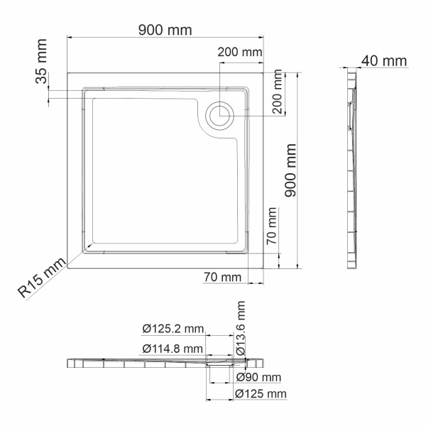 Поддон для душа WasserKRAFT Salm 27T03 90x90 фото