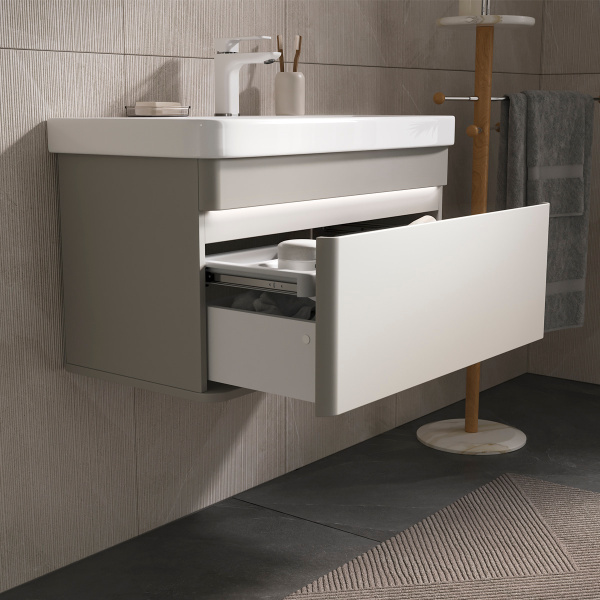 Тумба под раковину с подсветкой EQUIL Elegante 80 tpELGNT80.1Y (9595)-25.27 амарок/белый  фото