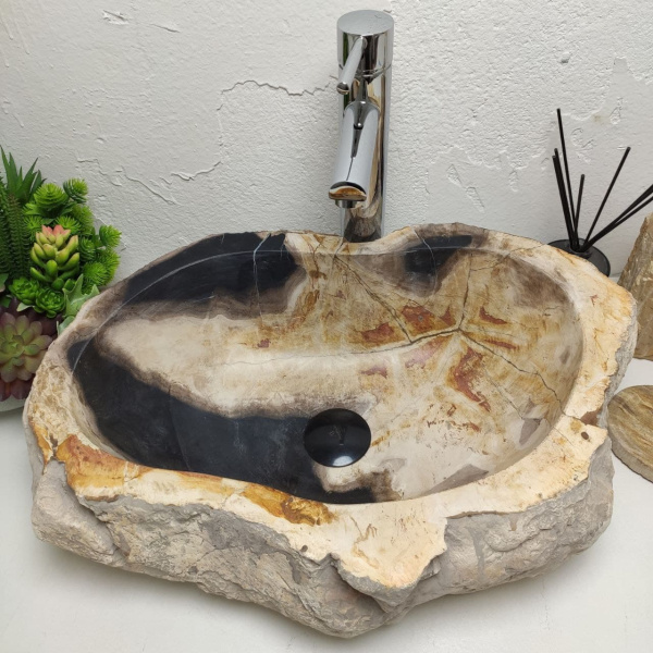 Накладная раковина из окаменелого дерева Fossil Basin OD-01304 (55*38*15) фото
