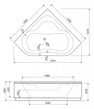 Акриловая ванна Cezares Plitvice 140x140 PLITVICE-140-140-41 фото