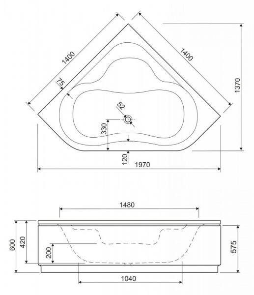 Акриловая ванна Cezares Plitvice 140x140 PLITVICE-140-140-41 фото