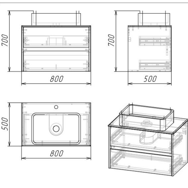 Тумба под раковину Grossman Эдванс 80 108010 цемент светлый фото
