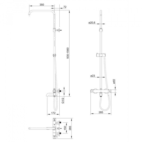 Душевая система (стойка) Omnires Y1234ALGL фото