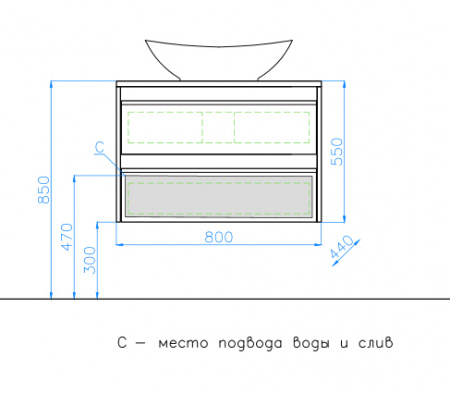 Тумба под раковину со столешницей Style Line Монако 80 Plus осина бел. /бел. лакобель фото