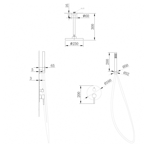Душевая система скрытого монтажа Abber Emotion AF8821G золото матовое фото