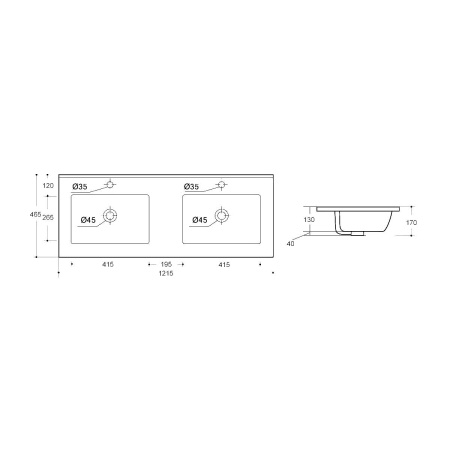Двойная раковина Vincea VBS-13120D 120 см фото