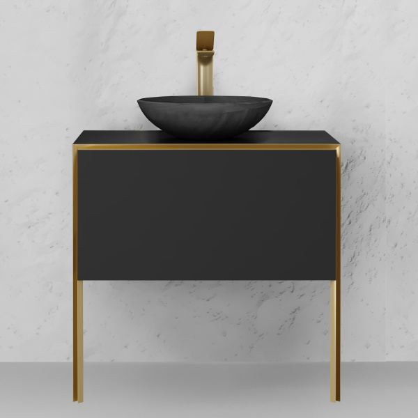 Тумба под раковину Jorno Shik 80 Shk.01.80/A/JR антрацит/золото фото