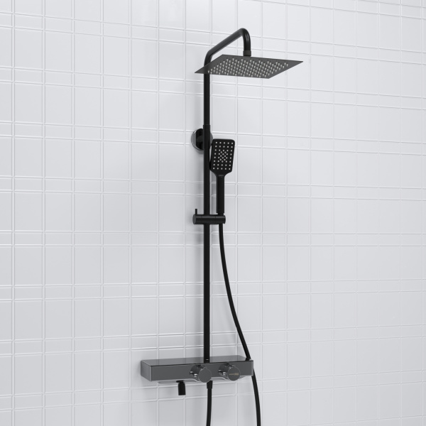 Душевая система (стойка) с термостатом WasserKRAFT Thermo A114.255.130.CB черная матовая фото