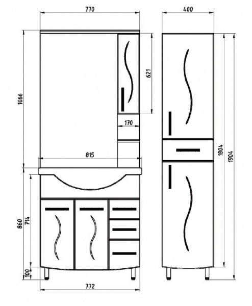 Тумба под раковину АСБ Мебель Грета 80 9937 фото