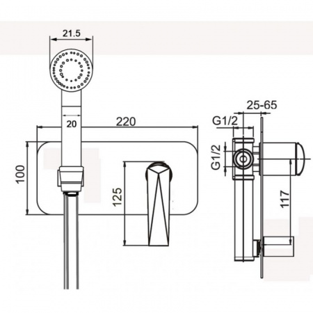 Гигиенический душ со смесителем Boheme Venturo 387 фото