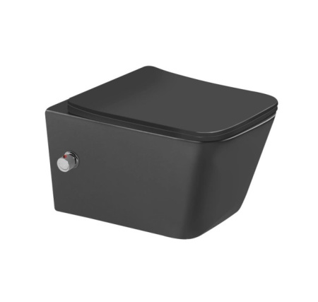 Подвесной унитаз со смывом торнадо и функцией биде SantiLine SL-5007T-MB/BD фото