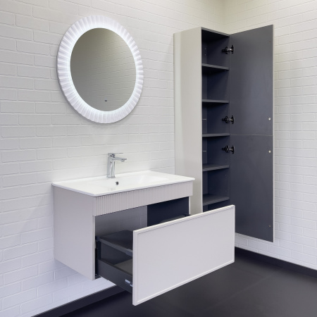 Шкаф-пенал Comfortу Мадрид 00-00017855CF серый шелк фото